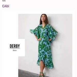 CABI Derby Whimsical Tidal Floral Print 5815 Coastal Boho Wrap Dress No Slip S